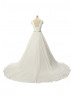 V Neck Ivory Pleated Chiffon Corset Back Wedding Dress